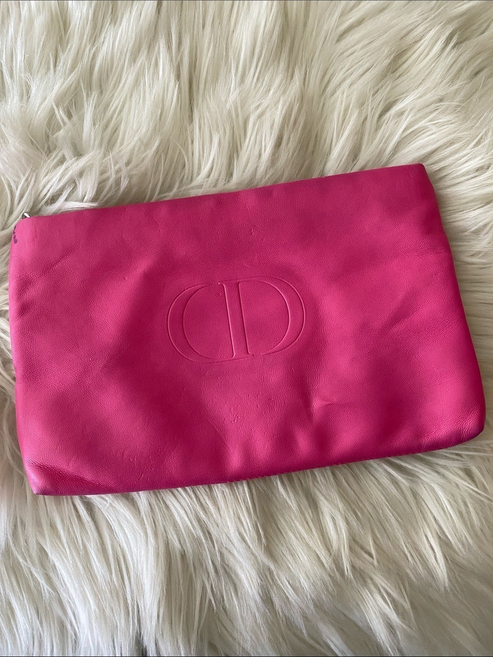 Christian Dior red/pink faux leather makeup bag-Embossed Logo - Picture 2 of 10